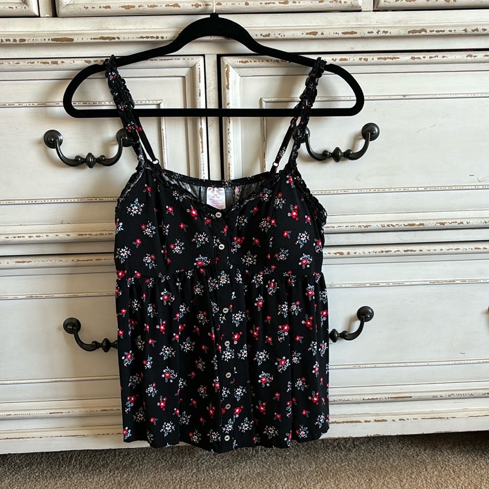 Black floral summer top